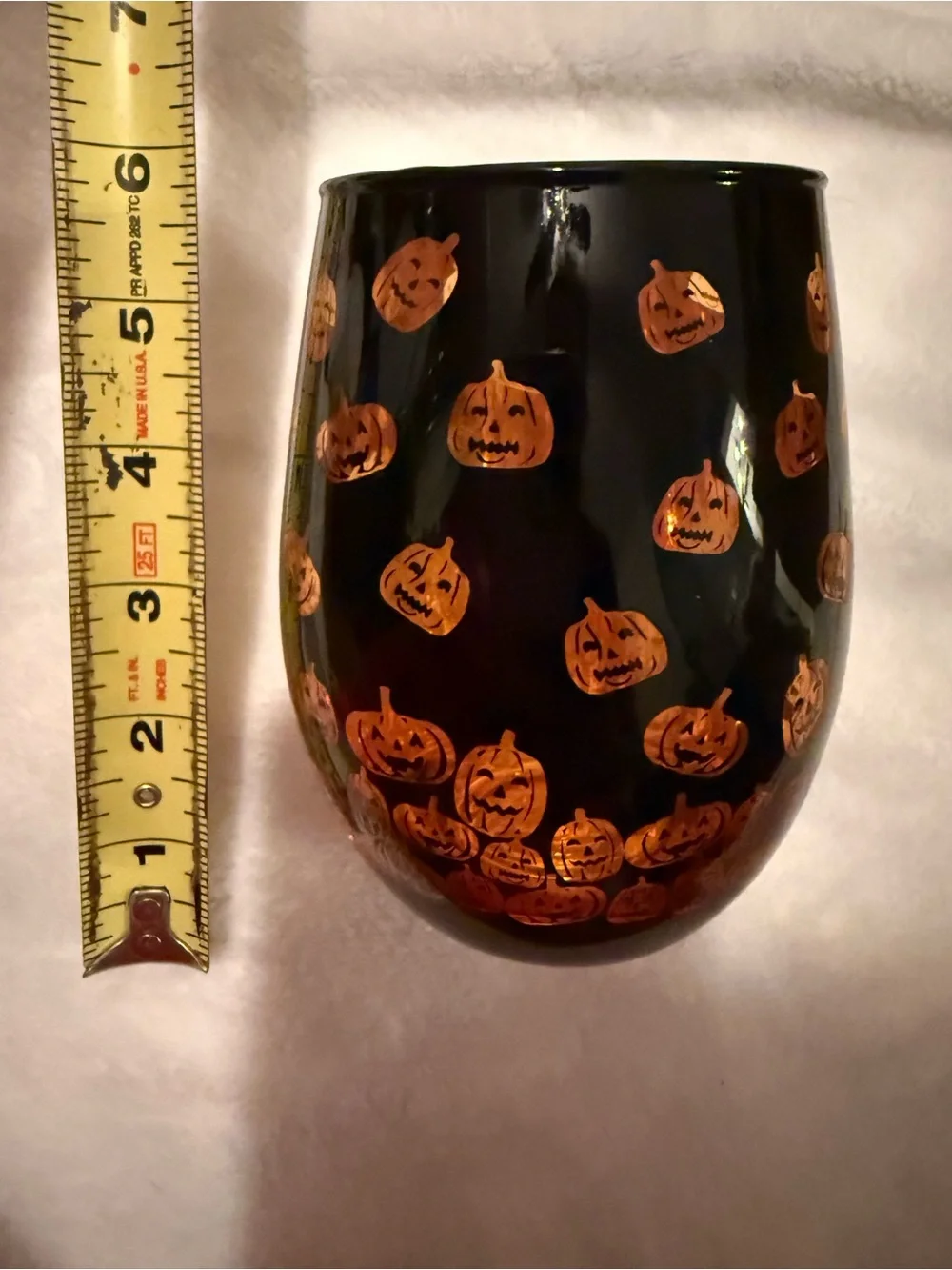 Black Halloween Pumpkin Stemless Glass - Seasonal Home Accent
